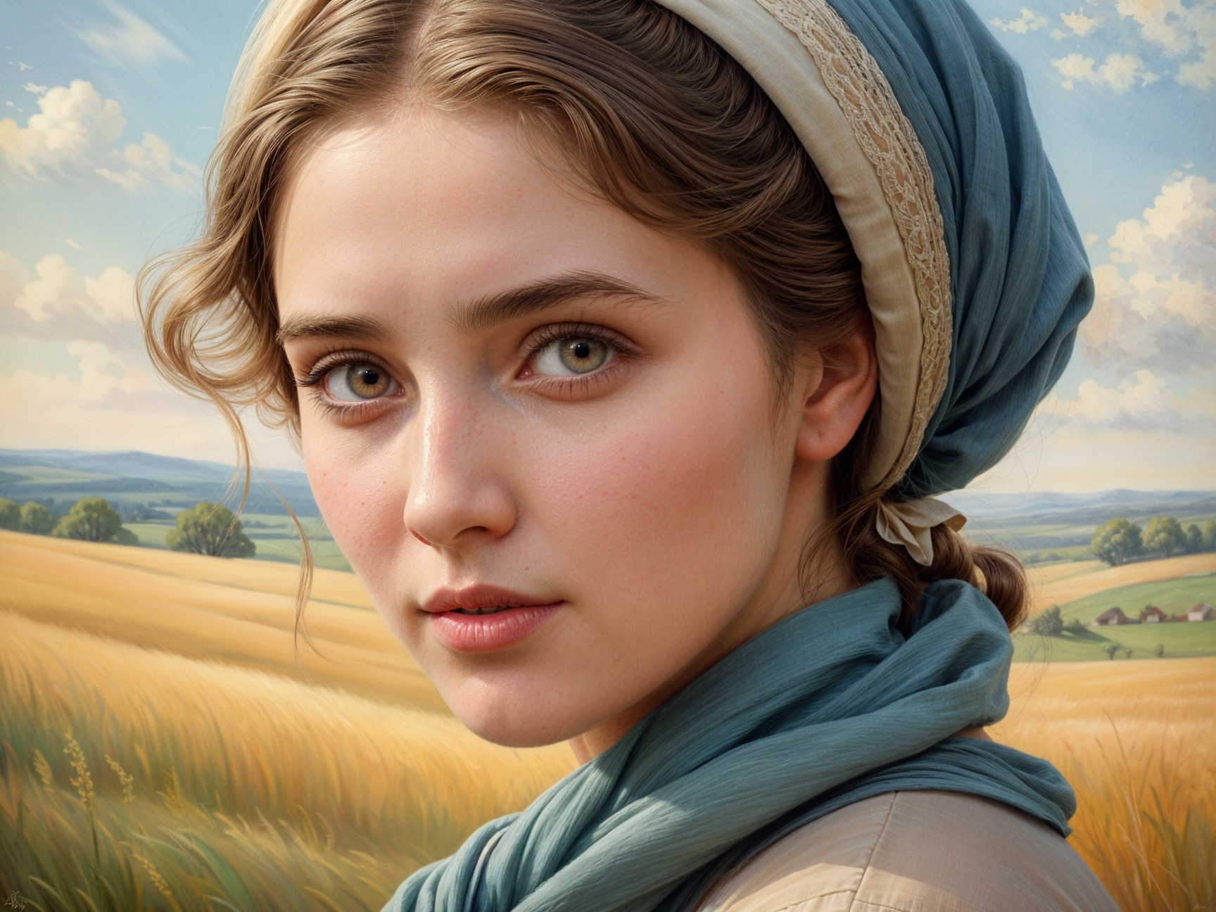 Portrait of a Young Woman in a Countryside Setting