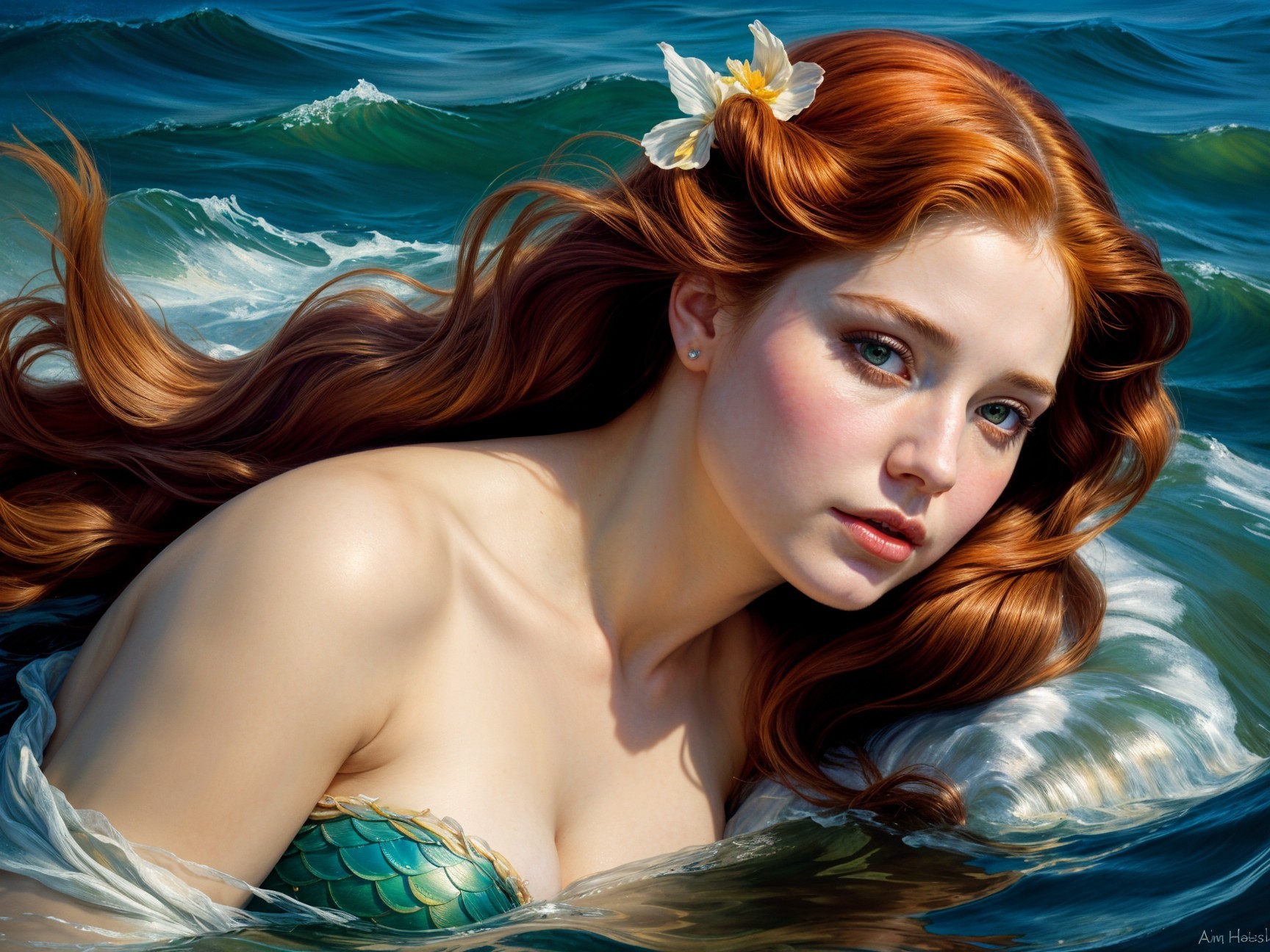 Portrait of a Young Woman in Vibrant Ocean Setting
