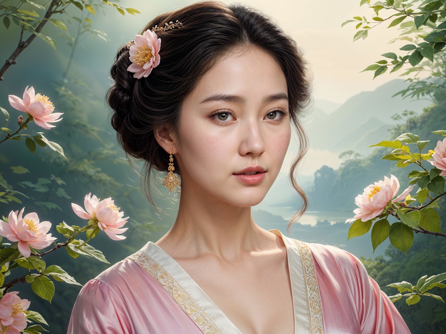Serene Portrait of Woman in Traditional Attire