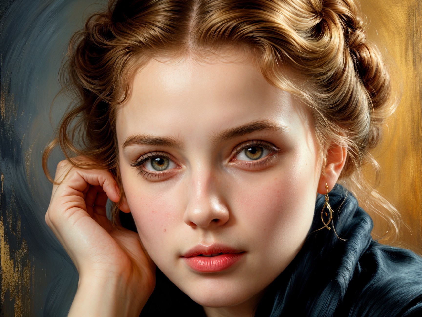 Close-Up Portrait of a Young Woman with Curly Hair