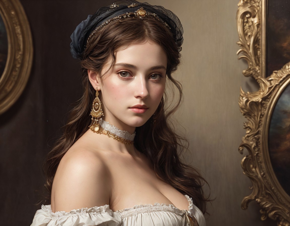 Vintage Dress with Elegant Jewelry and Classic Atmosphere