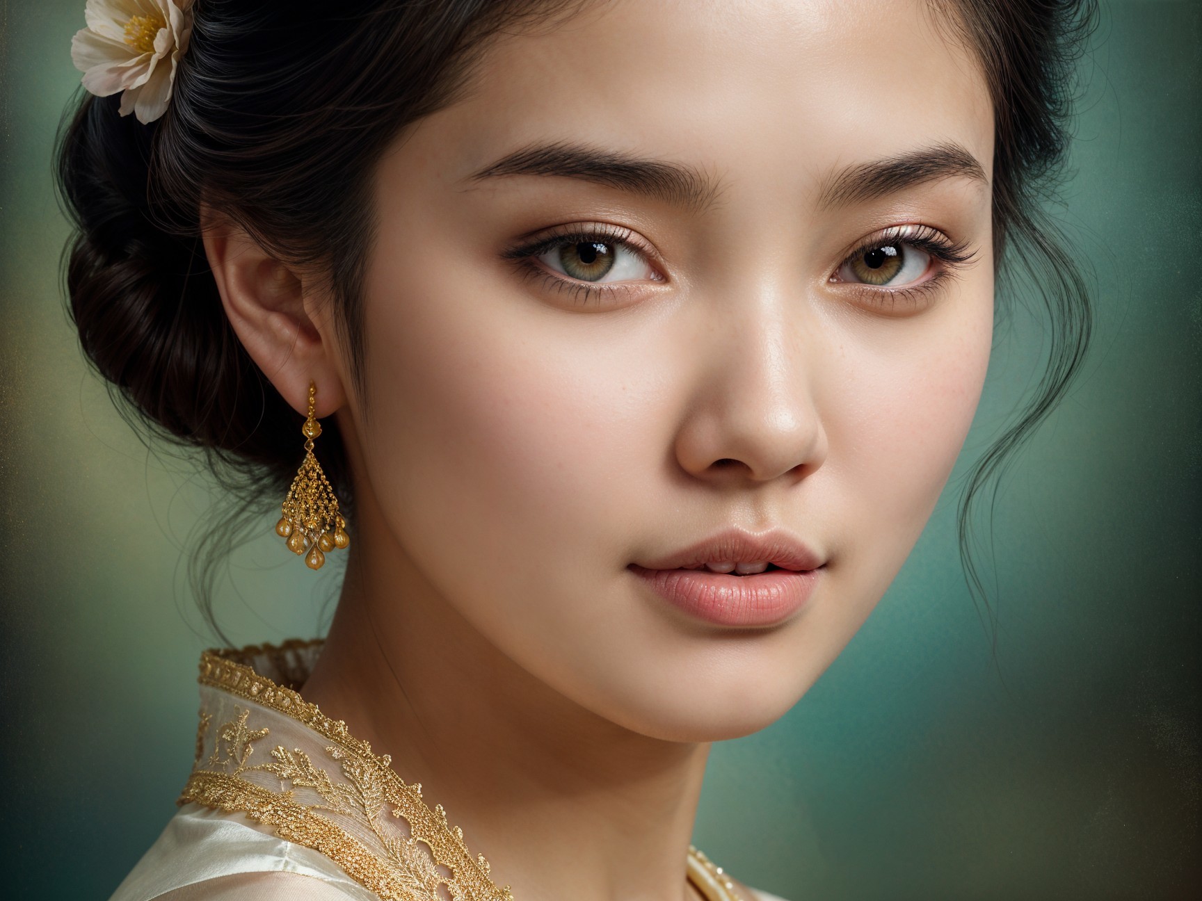 Portrait of a Young Woman in Traditional Outfit