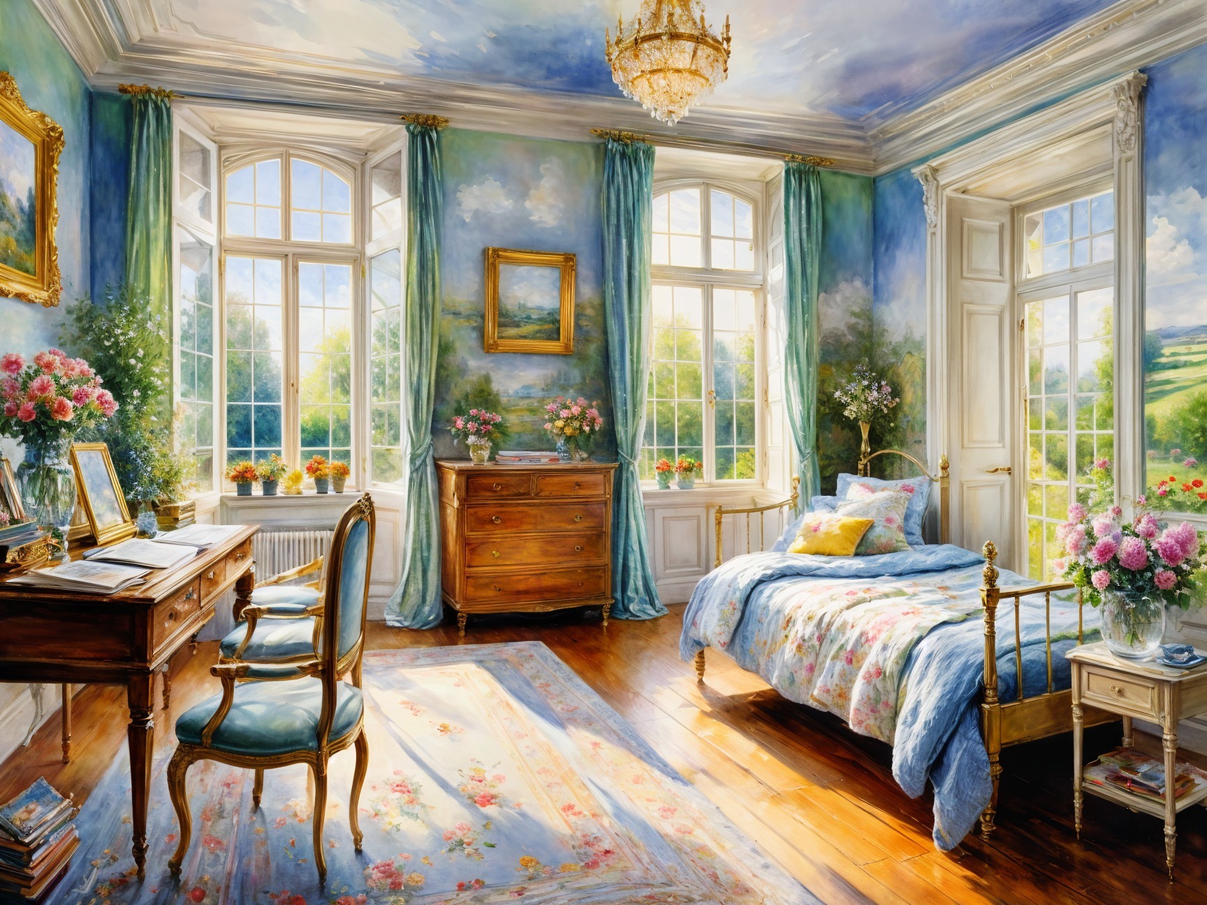 Bright Room with Elegant Curtains and Cozy Furnishings