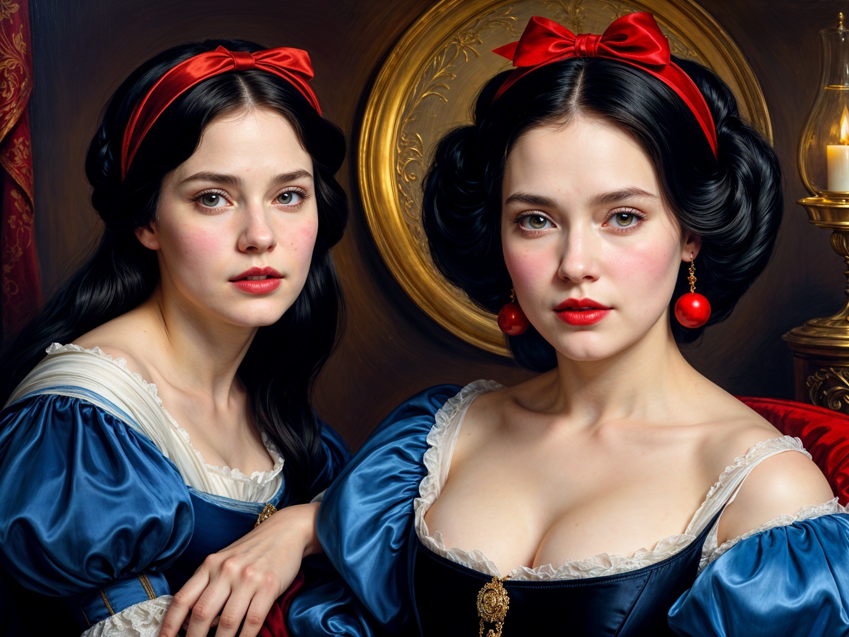 Elaborate Fairy Tale Style with Blue Dresses and Bows