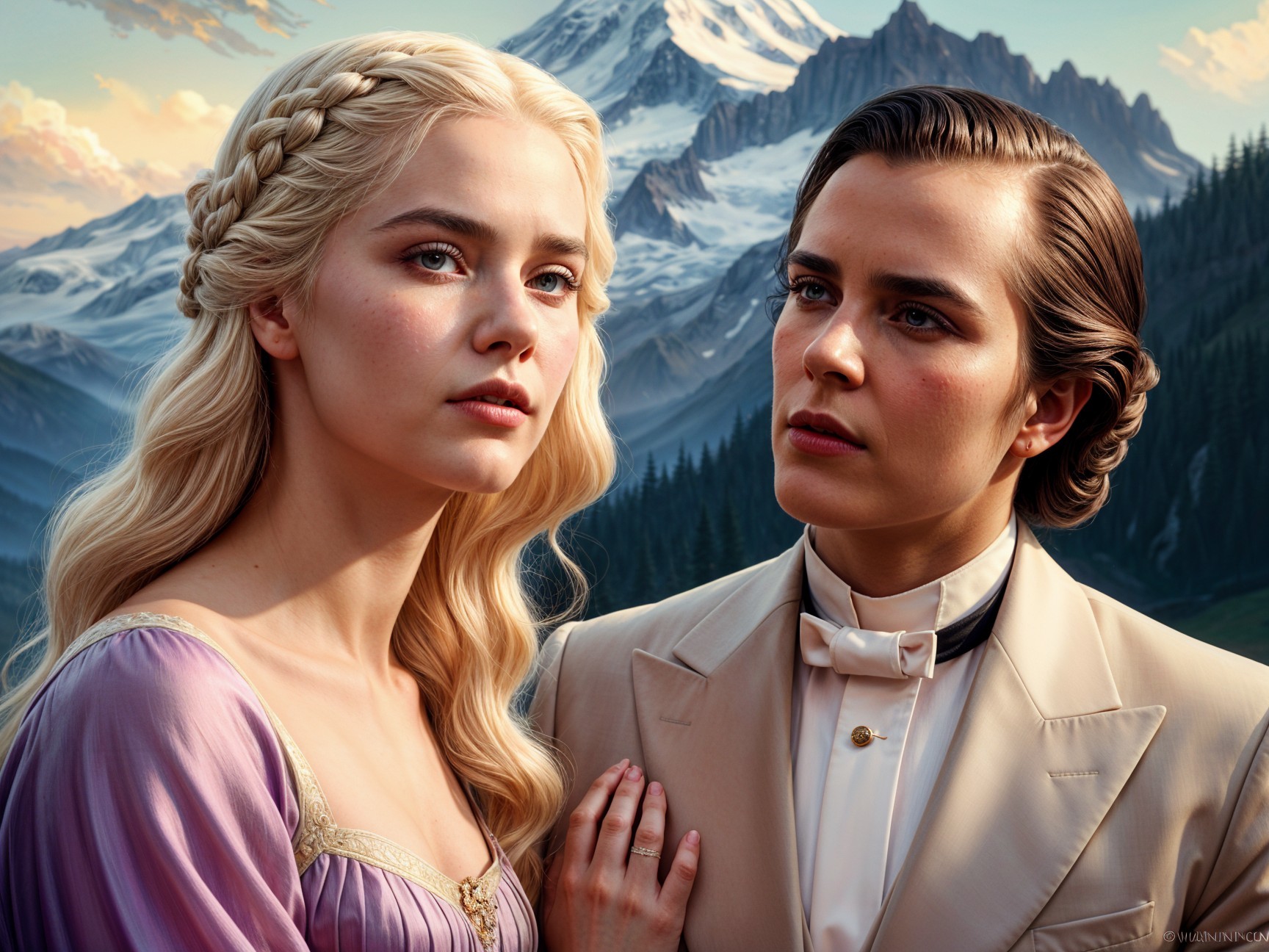 Elegant Couple in Majestic Mountain Landscape