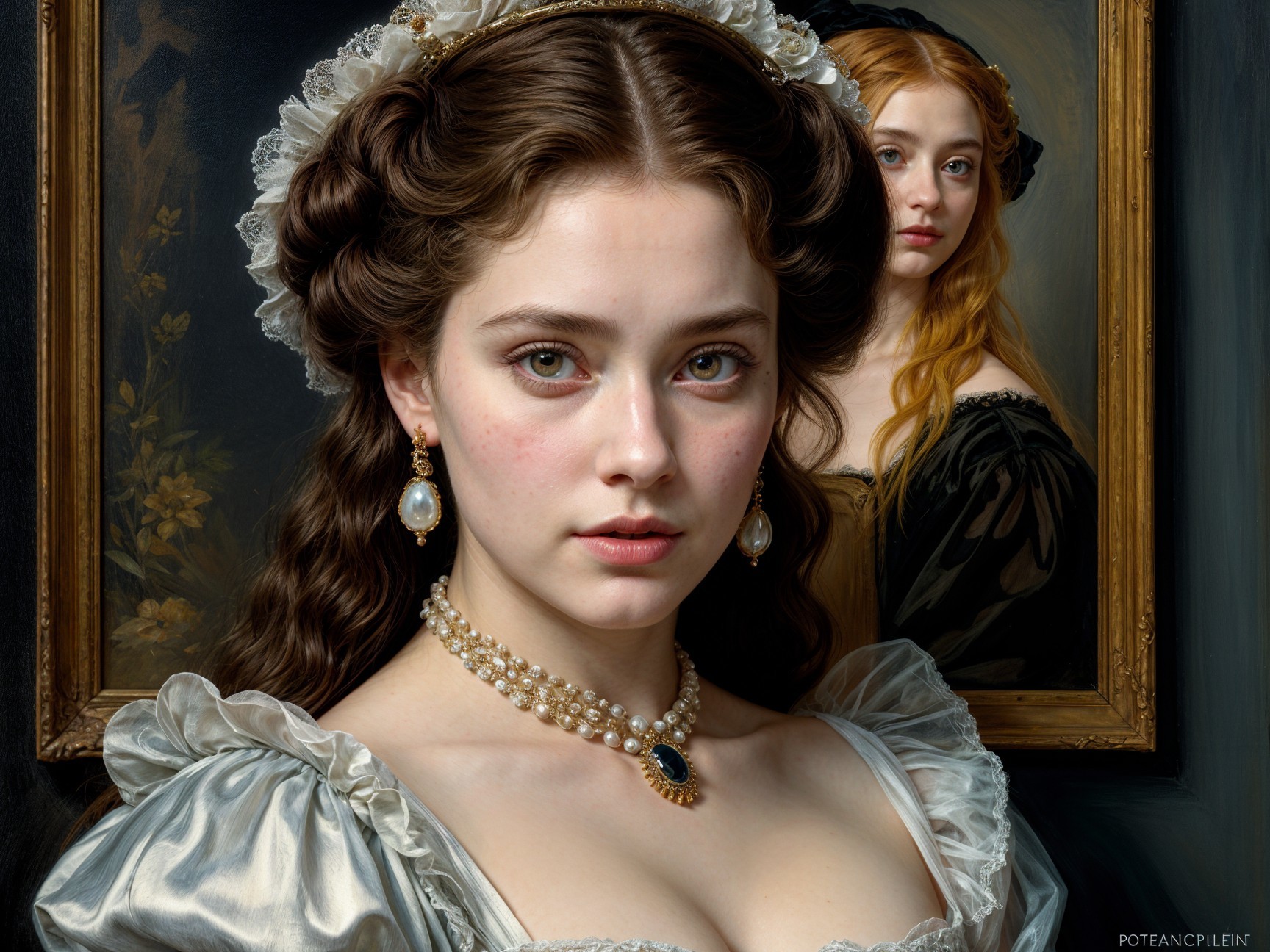 Classical Portrait of Two Women with Elegant Features