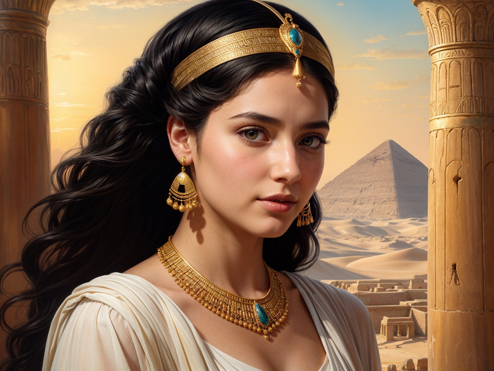 Young Woman in White Dress by Majestic Pyramid