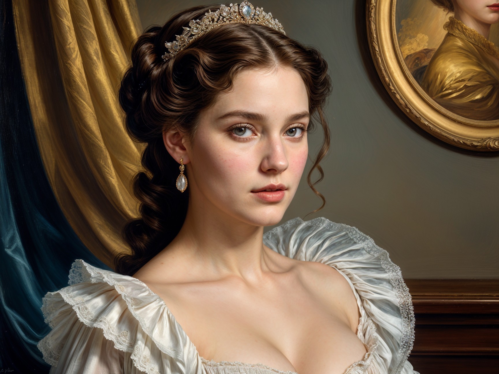 Young Woman in Historical Gown with Elegant Details