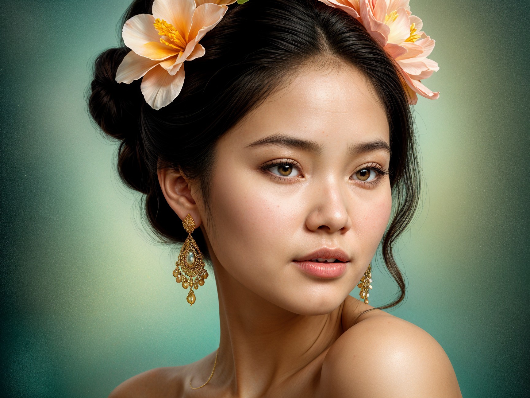 Portrait of a young woman with flowers in her hair