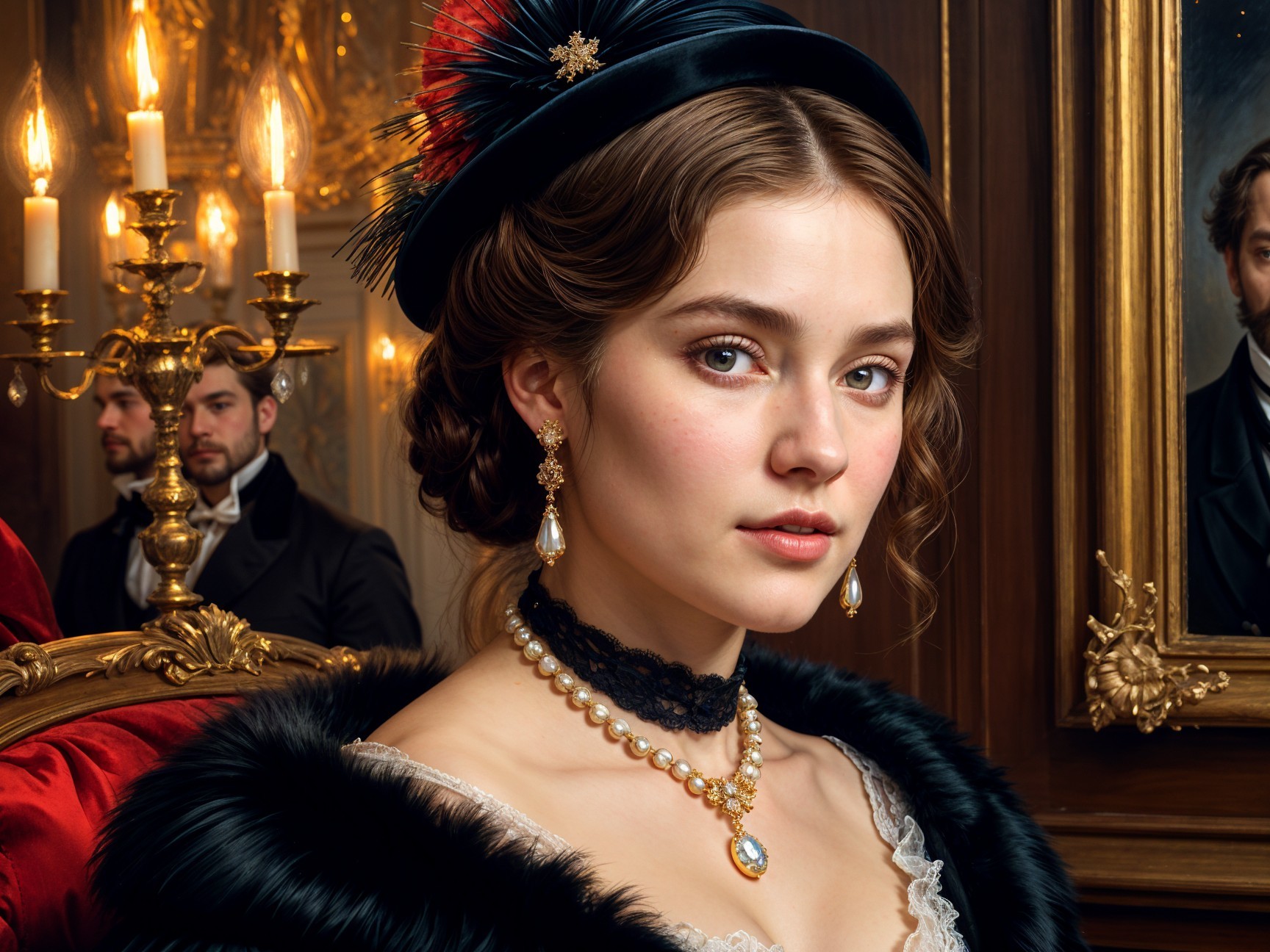 Elegant Young Woman in Luxurious Room Setting