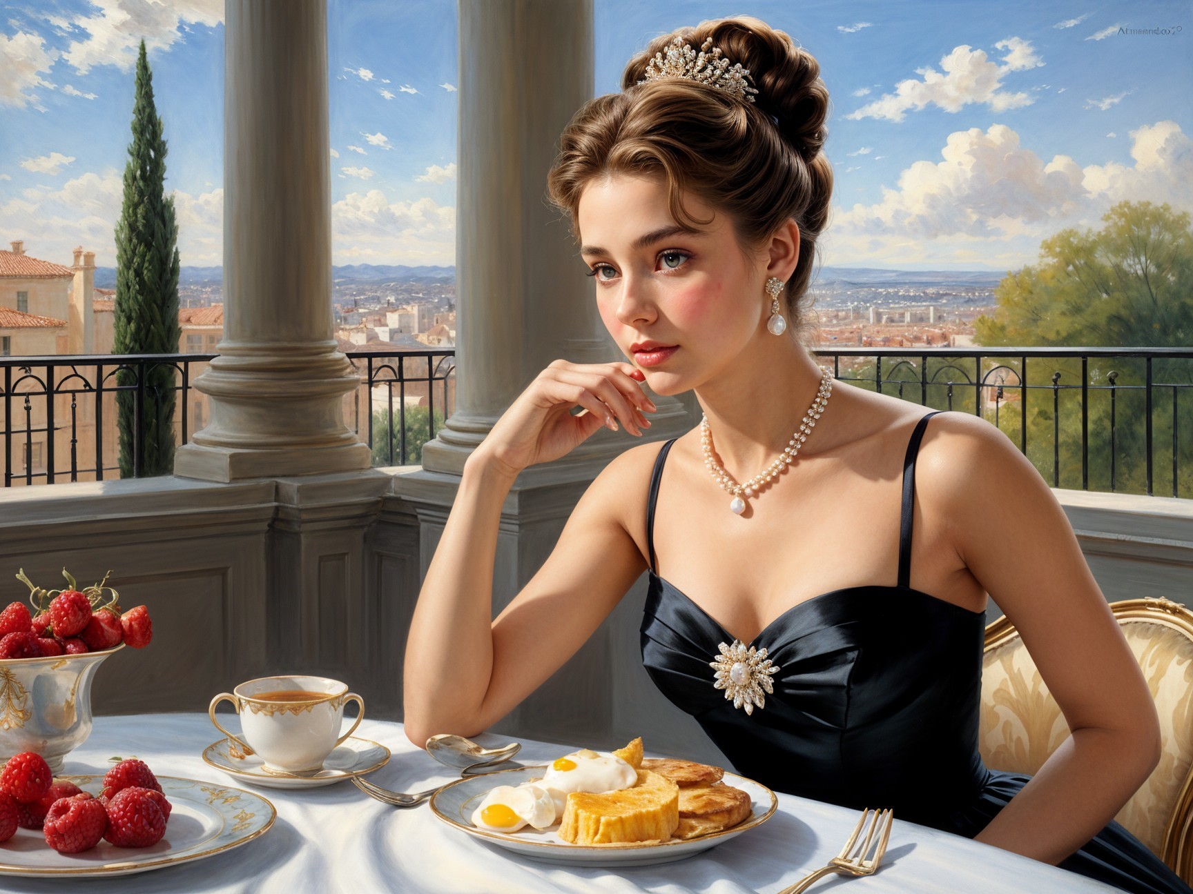 Elegant Breakfast Setting with Cityscape View