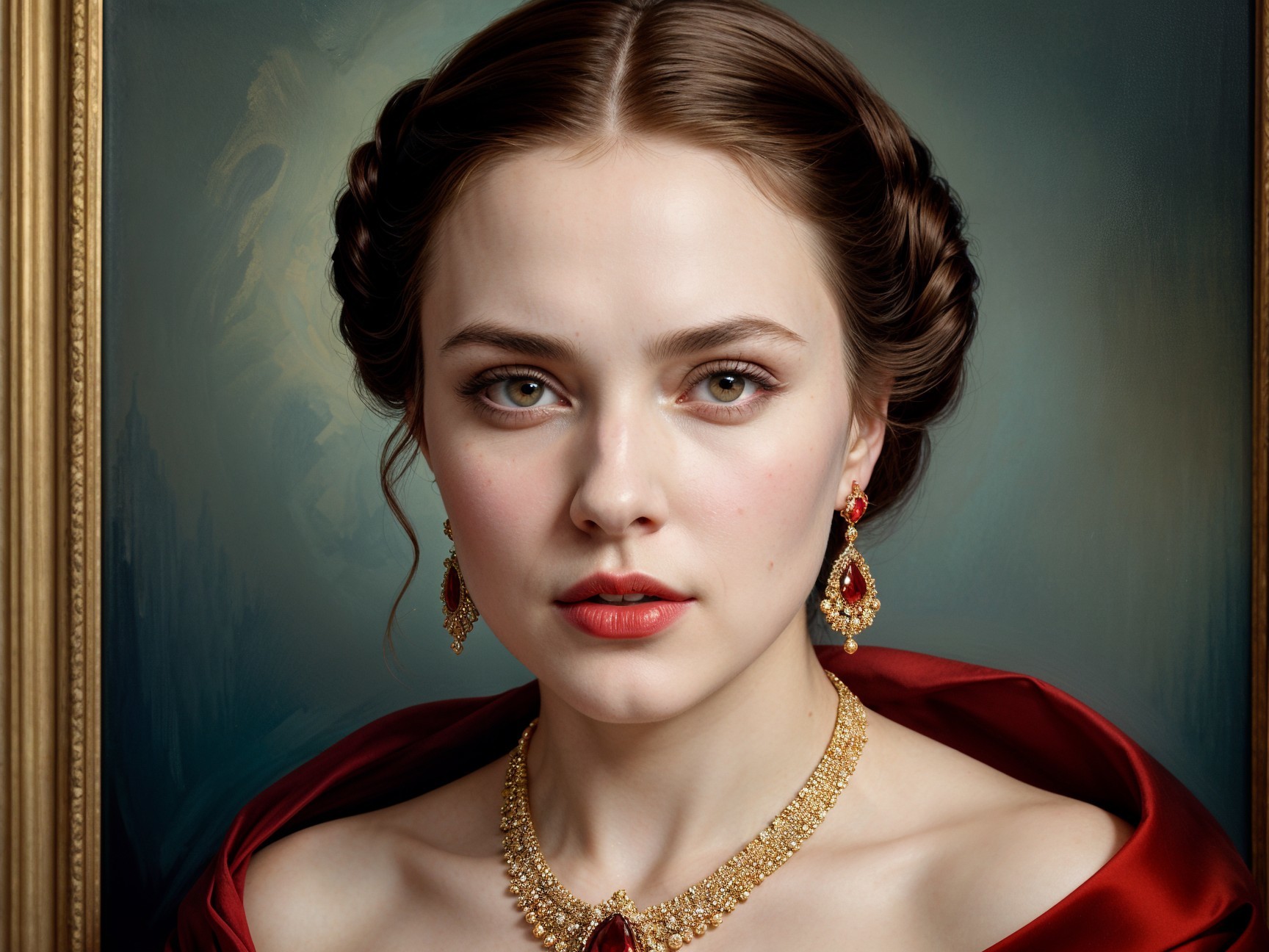 Young Woman with Braided Hair and Elegant Jewelry