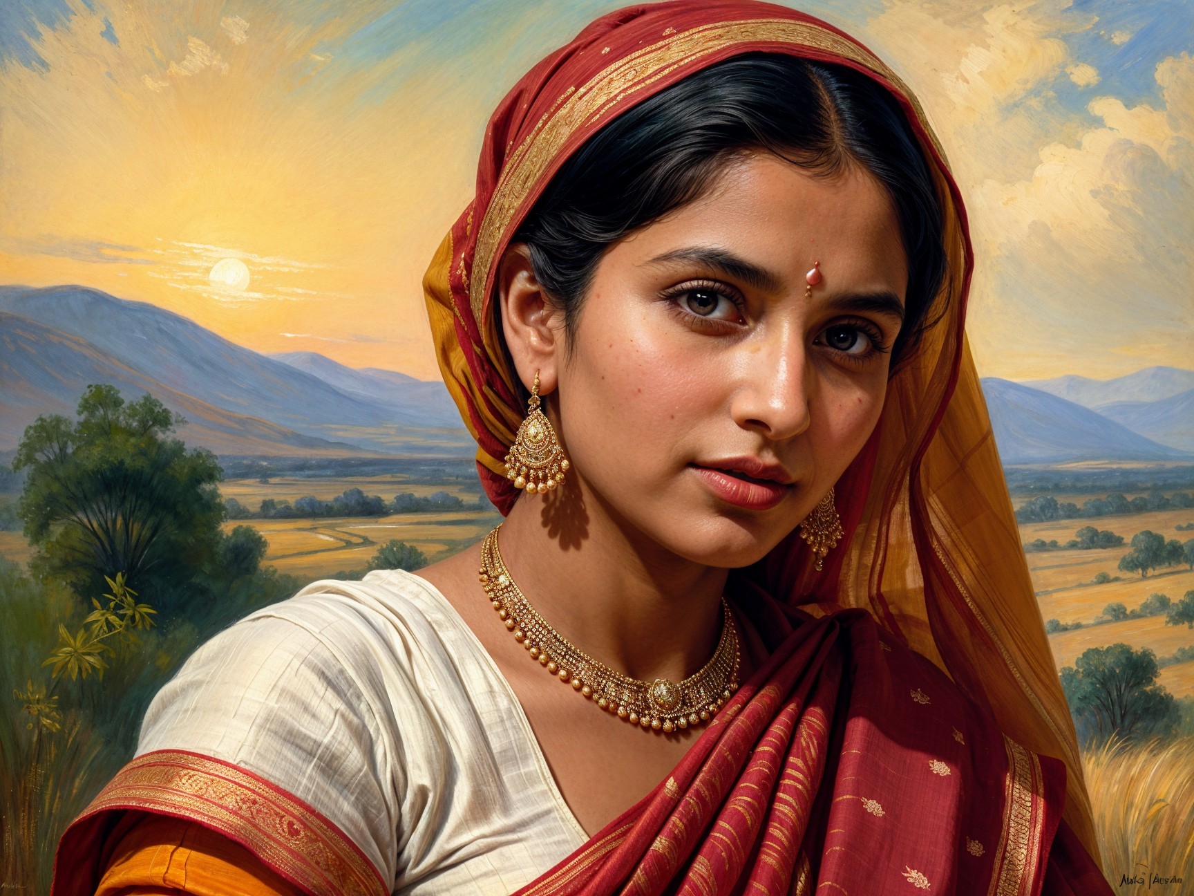 Young South Asian Woman in Traditional Attire and Jewelry
