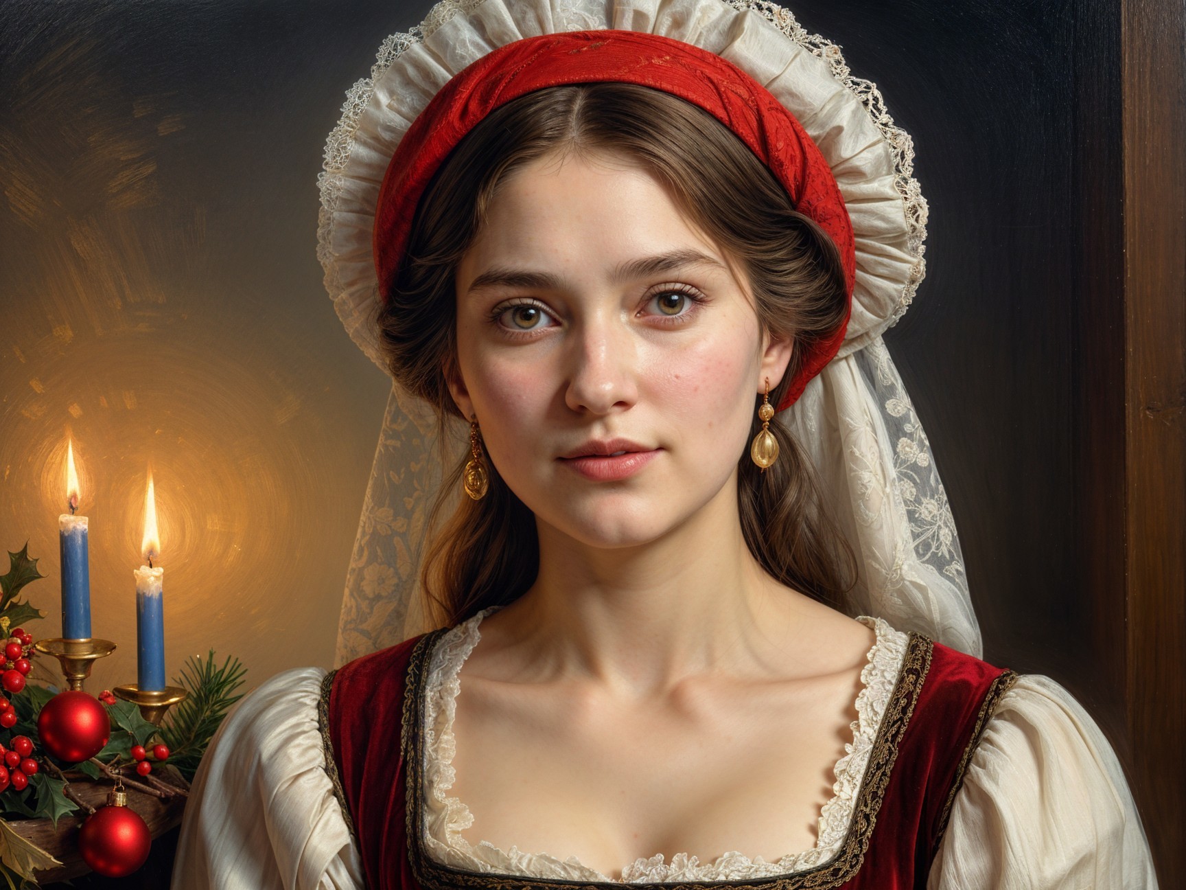 Portrait of a Young Woman in Traditional Dress