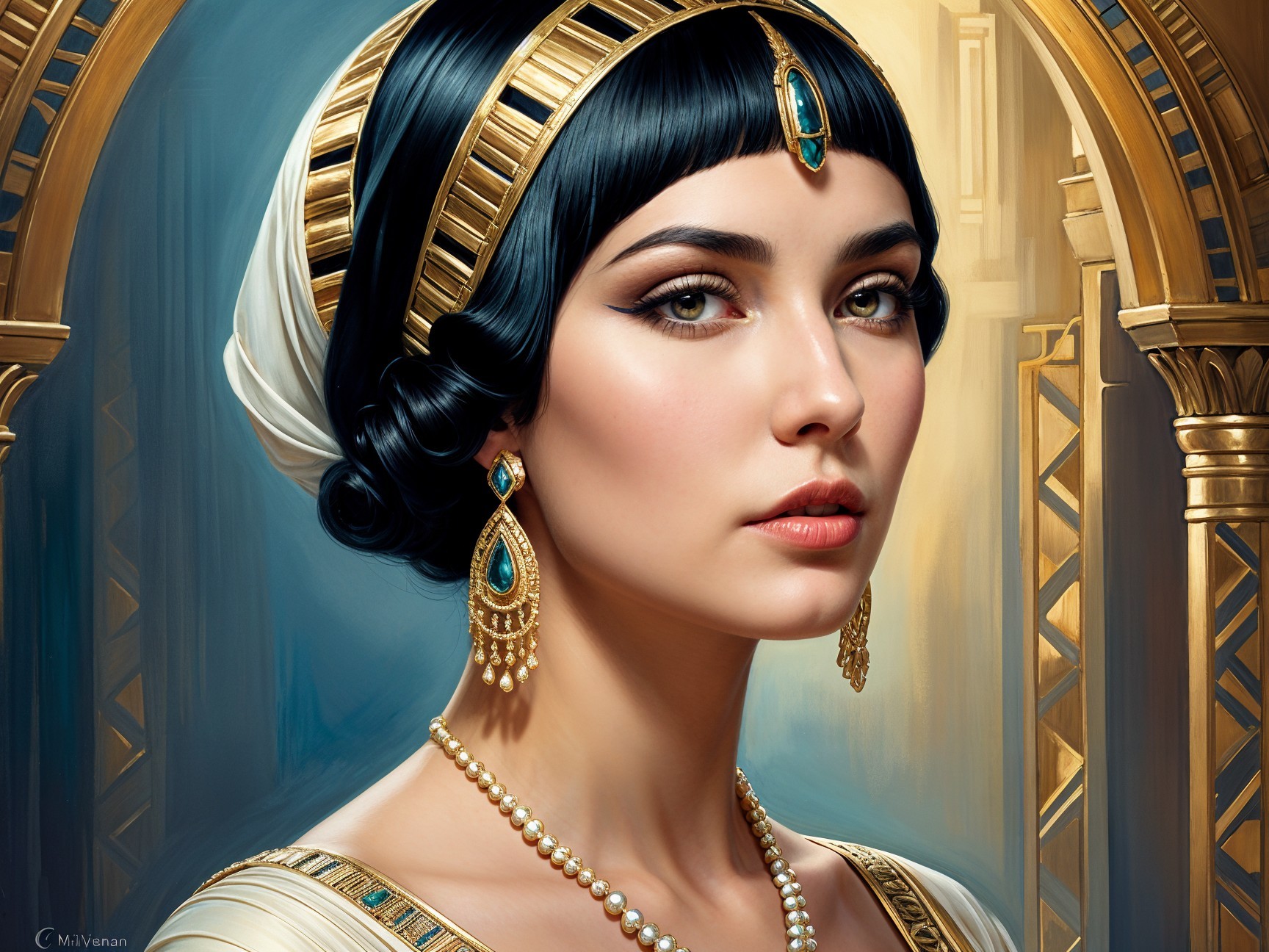 Portrait of a Woman as an Ancient Queen with Jewelry