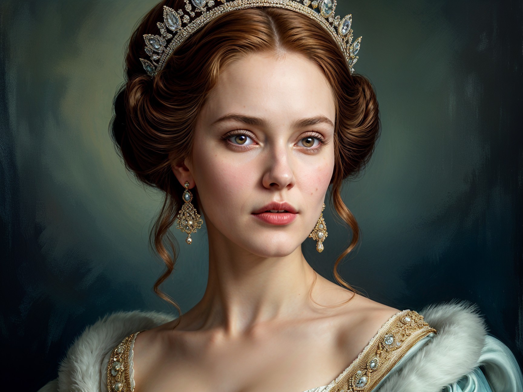 Regal portrait of a young woman in elegant attire