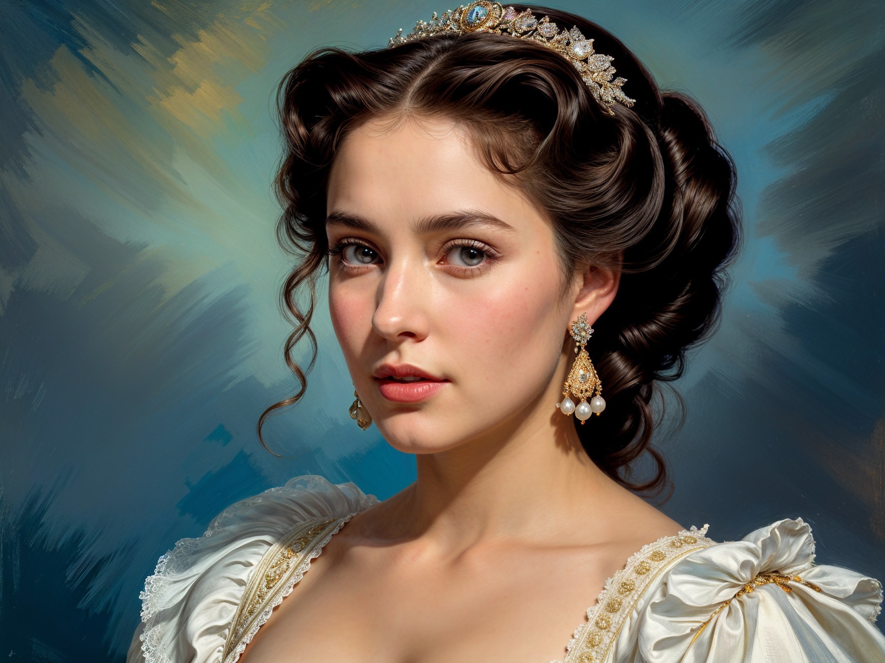 Portrait of a Young Woman in Elegant Attire