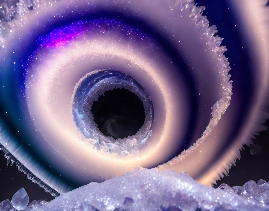 Macro Photograph of Frosted Spiral Ice Crystals