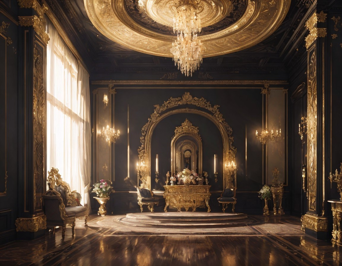 Opulent Room with Gold Accents and Elegant Decor