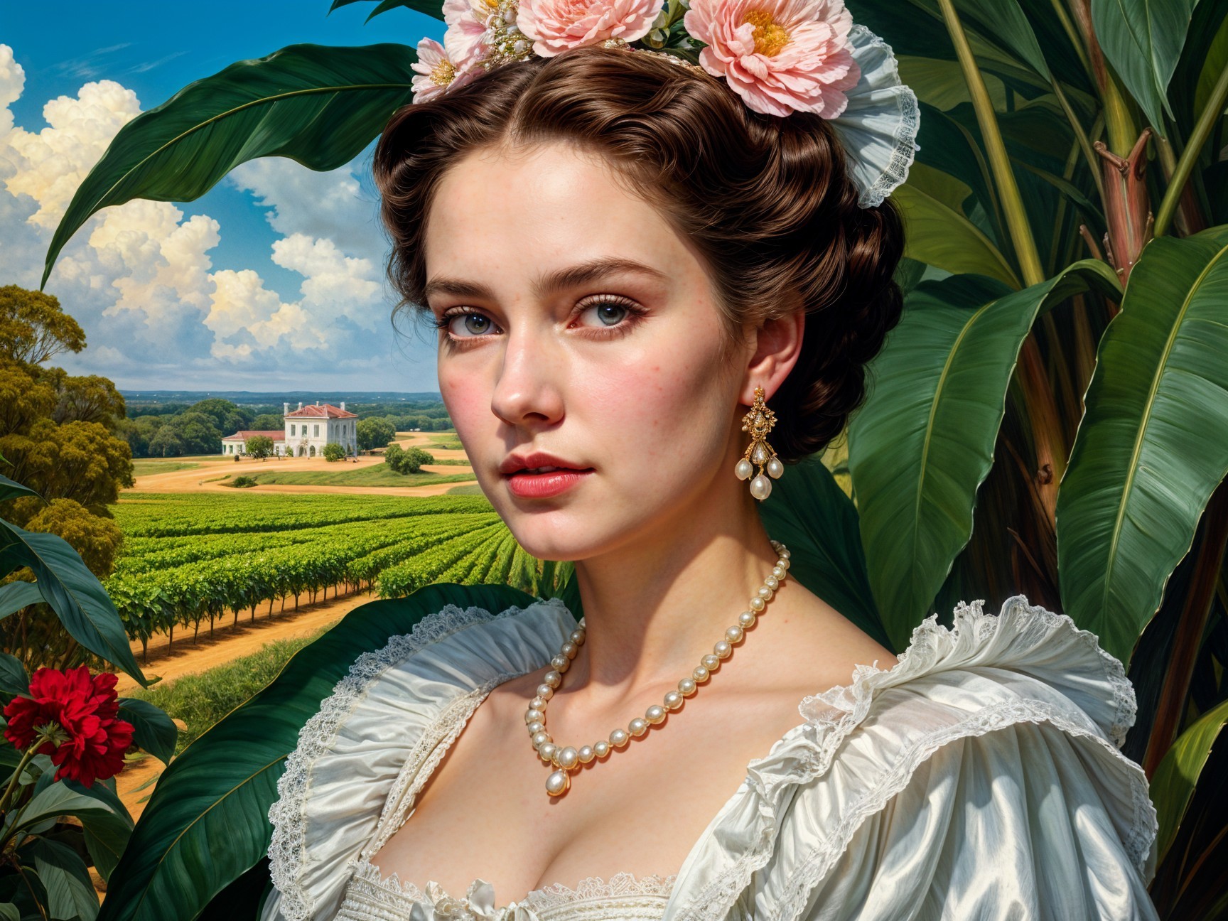 Portrait of a Young Woman in a Vineyard Setting