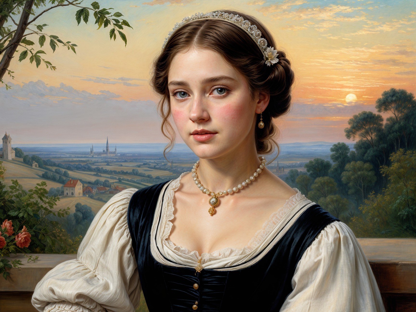 Portrait of a Young Woman in Traditional Attire