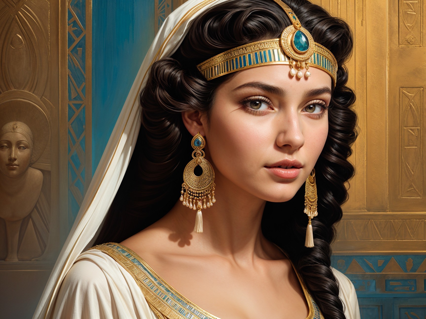 Young woman in elegant ancient-inspired attire