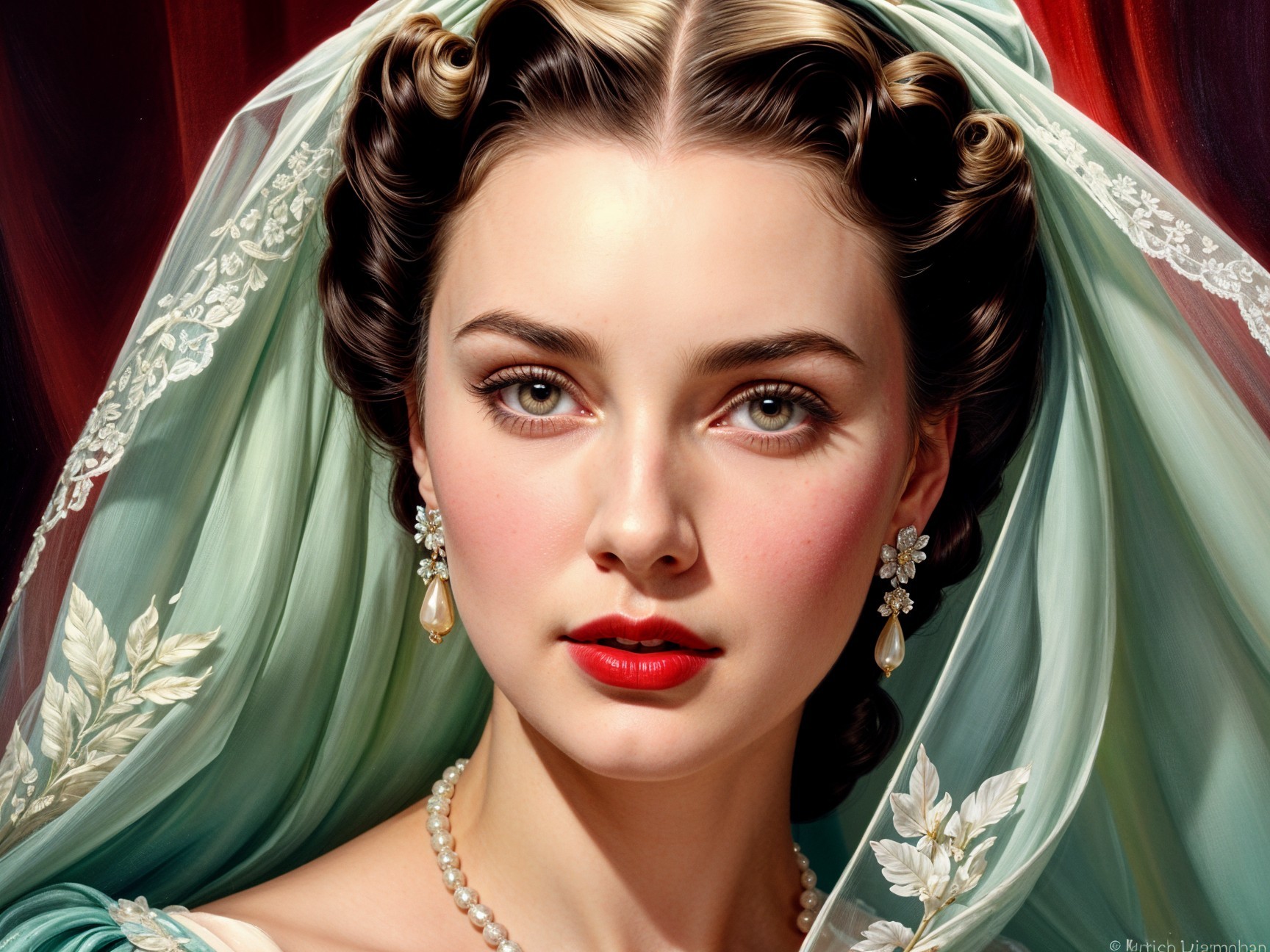 Close-up Portrait of a Young Woman in Elegant Attire