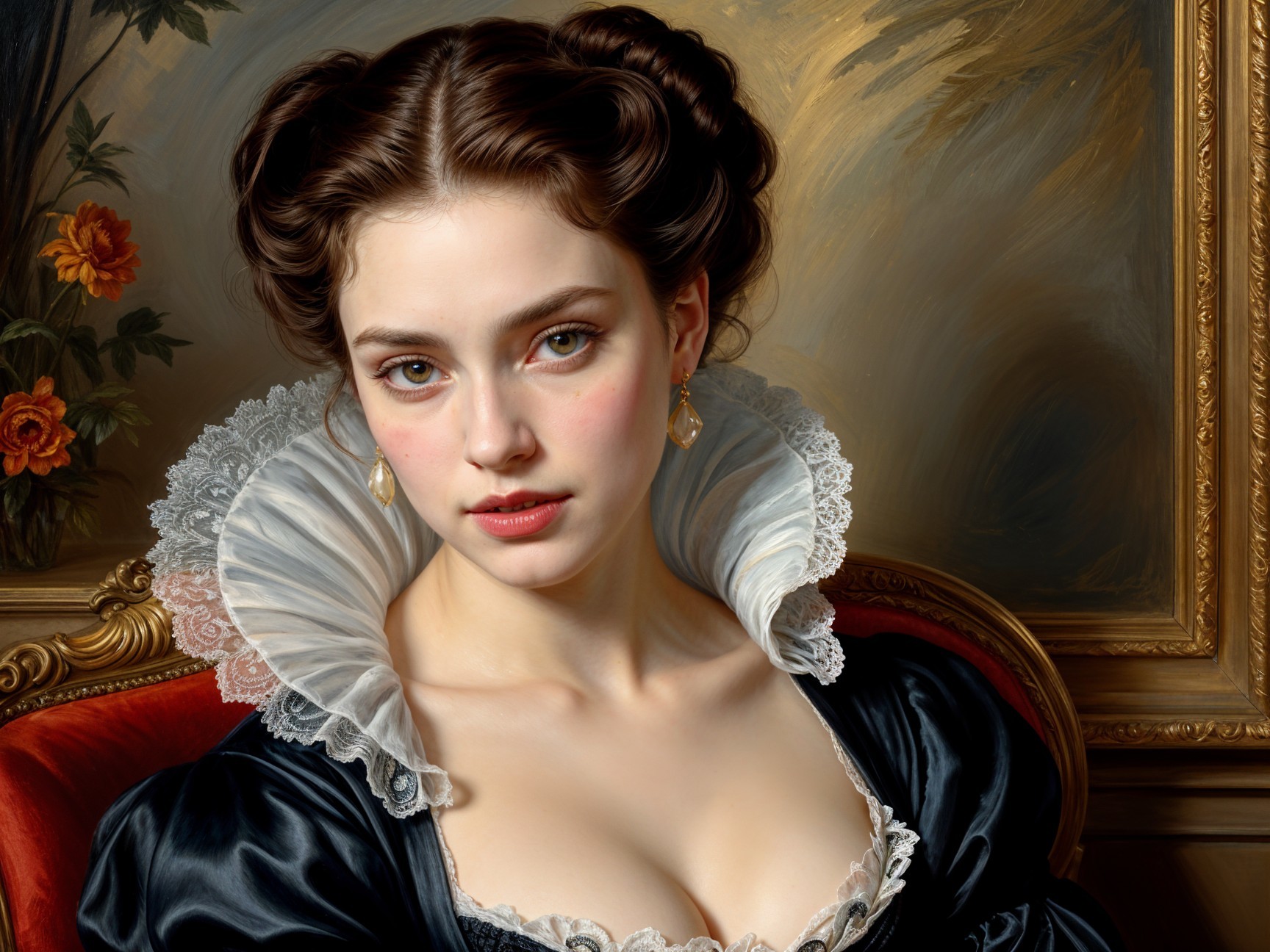 Elegant Portrait of a Woman in Black Dress