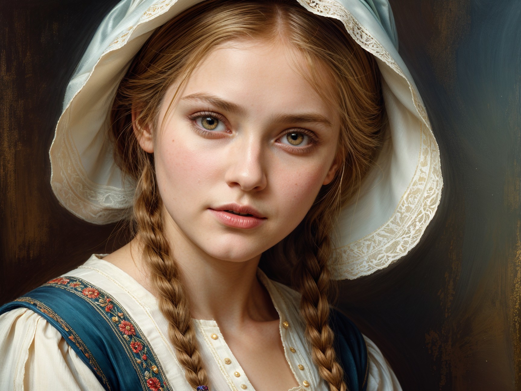 Young woman in traditional outfit with braided hair