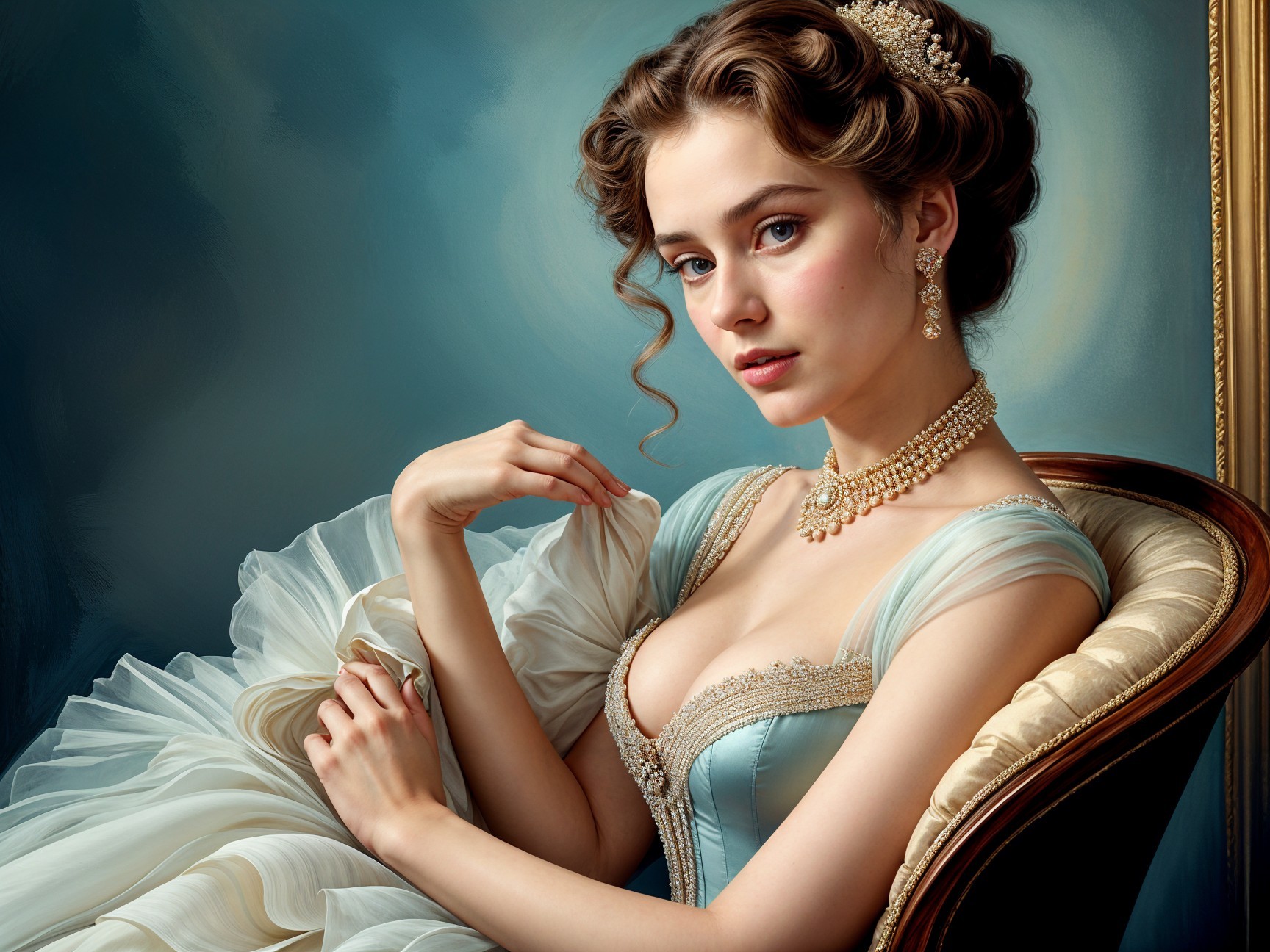 Vintage-Inspired Gown and Timeless Beauty Portrait