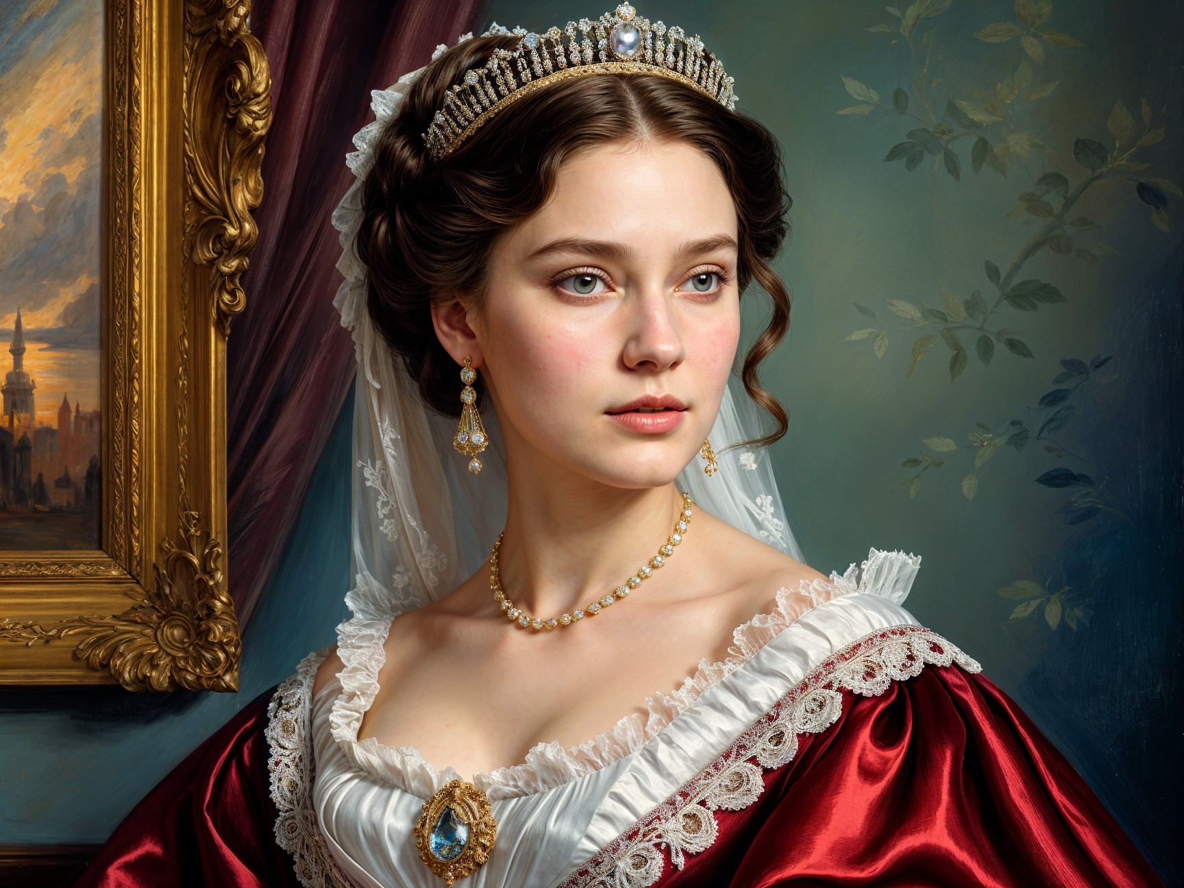 Portrait of a Young Woman in 19th-Century Attire