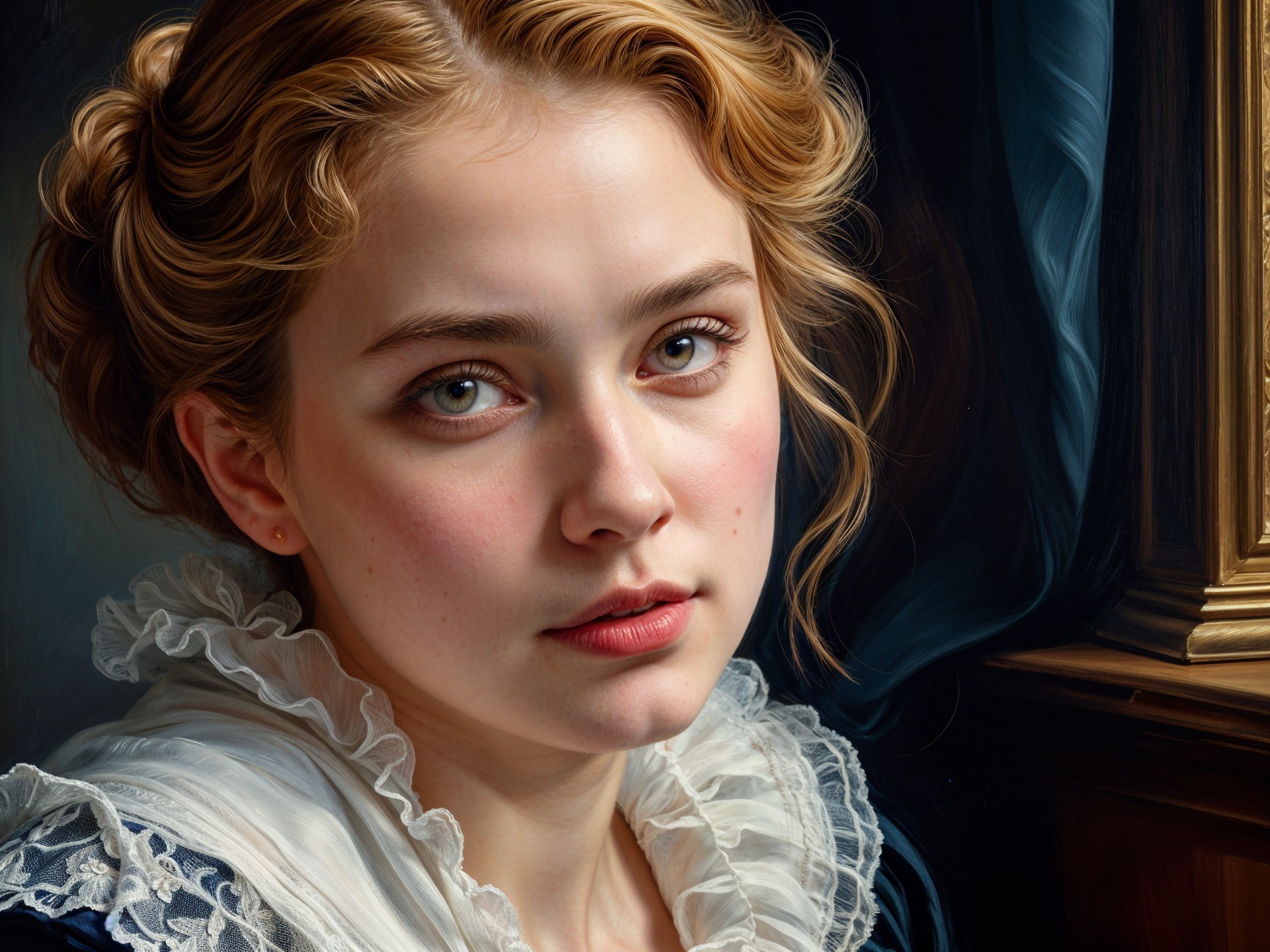 Portrait of a Young Woman in Vintage Dress