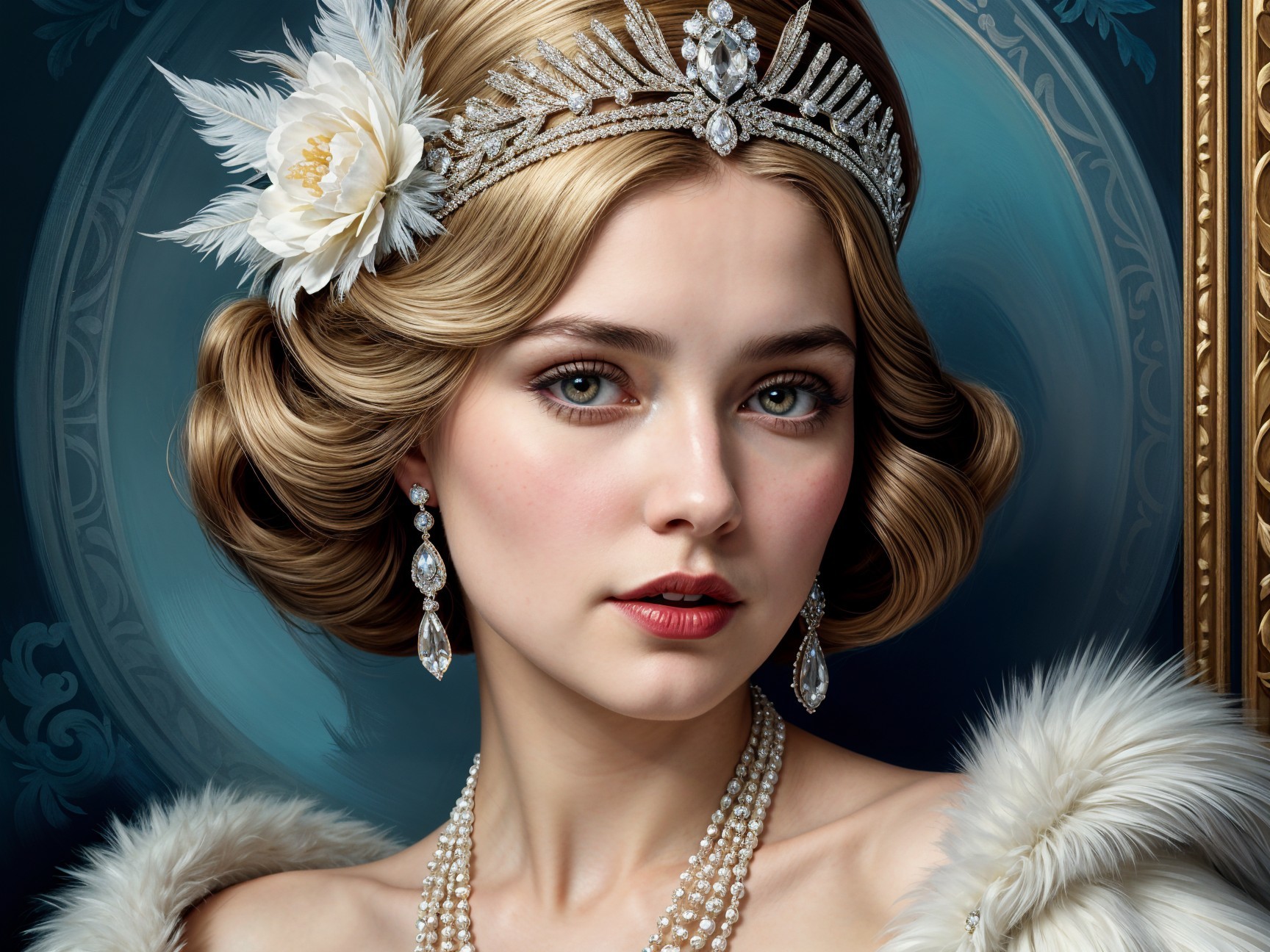 Elegant Woman with Golden-Blonde Hair and Jewelry