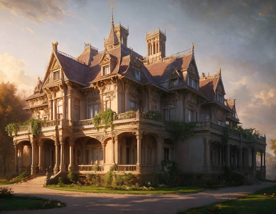 Intricately Designed Mansion with Elegant Architecture