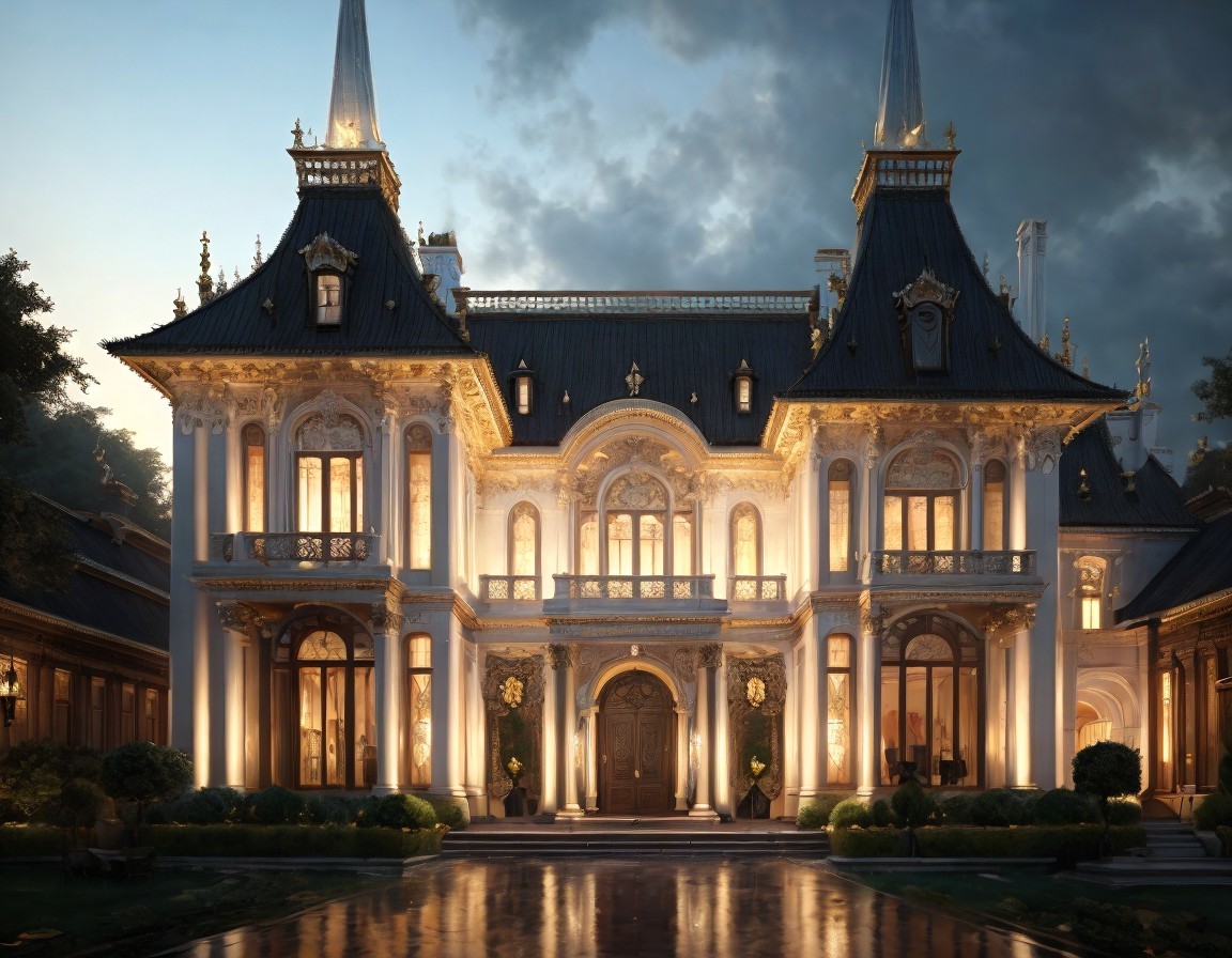 Opulent Mansion with Intricate Architectural Details