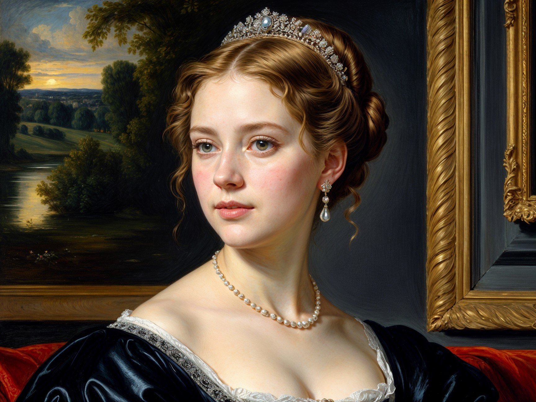 Portrait of a Young Woman in Elegant Attire