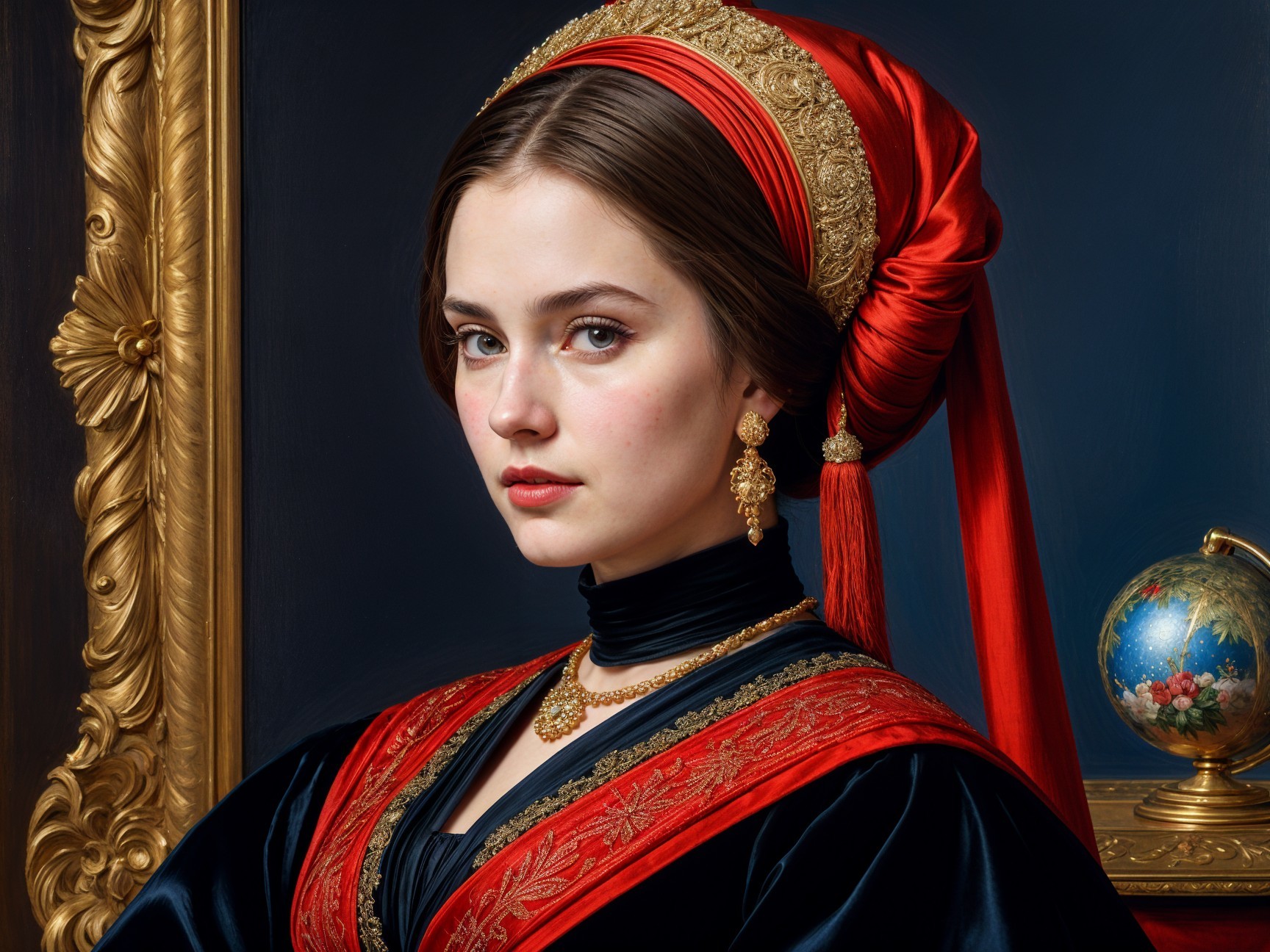 Portrait of a Young Woman in Traditional Gown