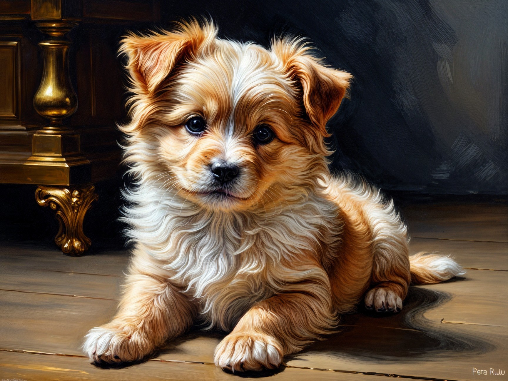 Adorable Puppy Relaxing in Cozy Setting