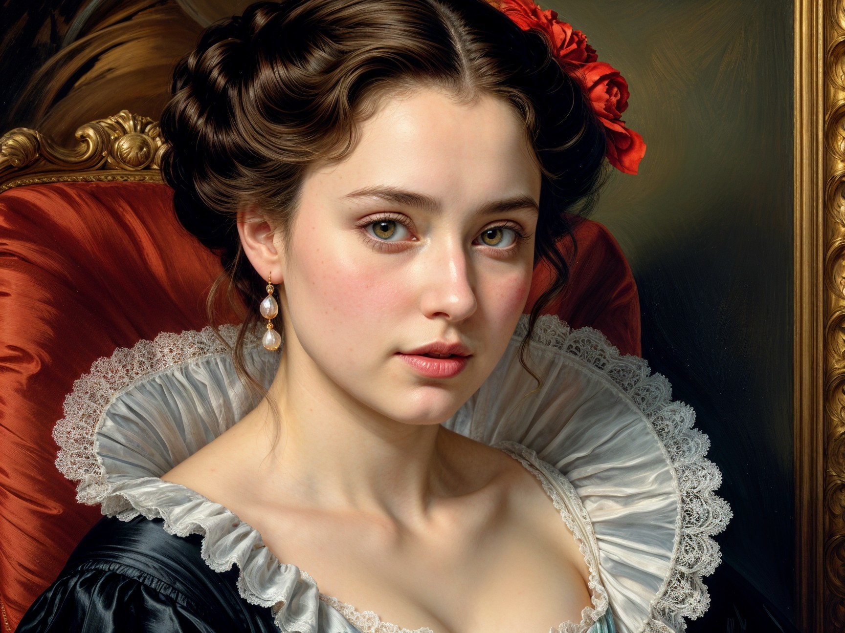 Portrait of a Young Woman with Elegant Features