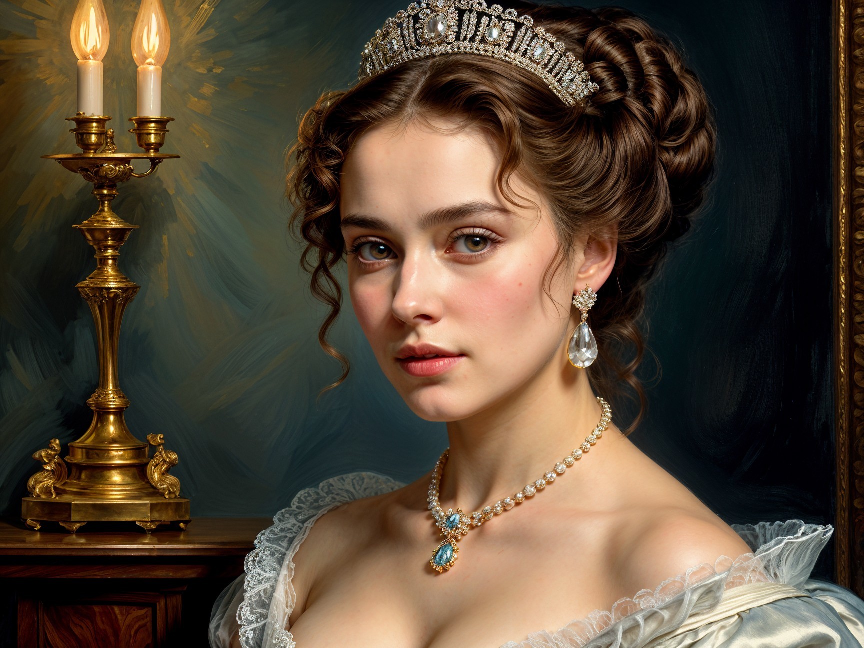 Regal Portrait of a Young Woman in Elegant Attire