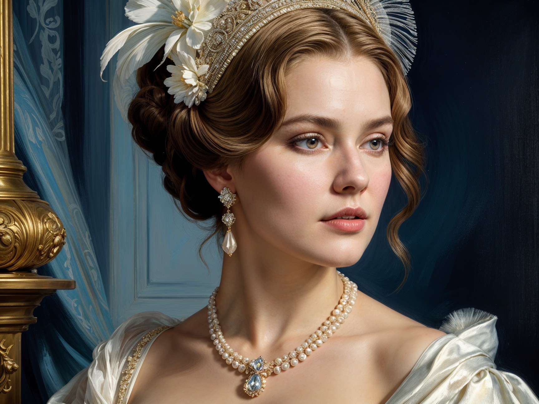 Portrait of a Young Woman in Historical Attire