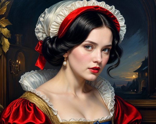 Vintage Dress with Red and White Fabric in Romantic Setting