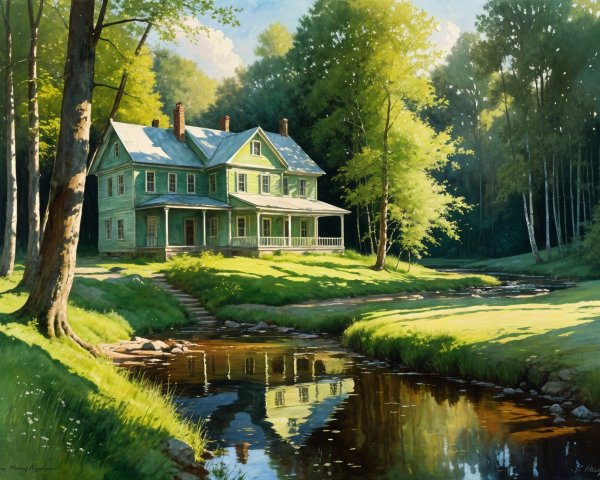 Charming Green House in a Lush Natural Landscape
