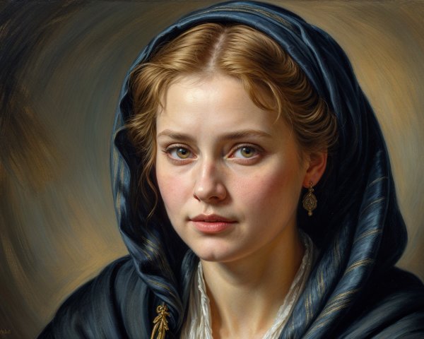 Young Woman in Elegant Headscarf with Warm Glow