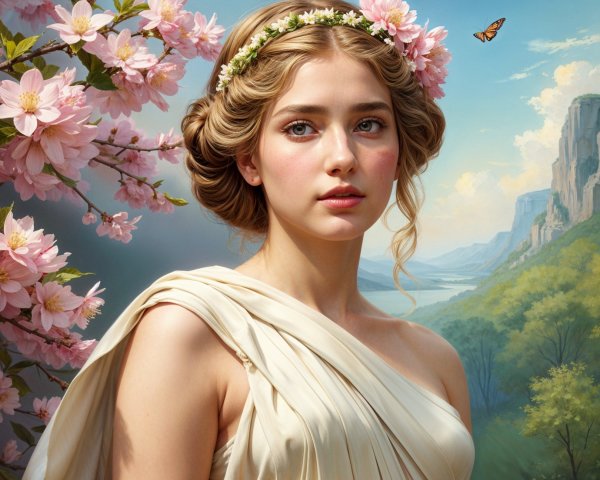 Serene Young Woman Surrounded by Cherry Blossoms