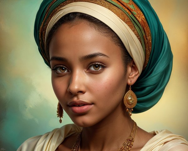 Portrait of a Young Woman with Elegant Accessories