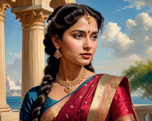 Traditional Saree Elegance with Scenic Backdrop