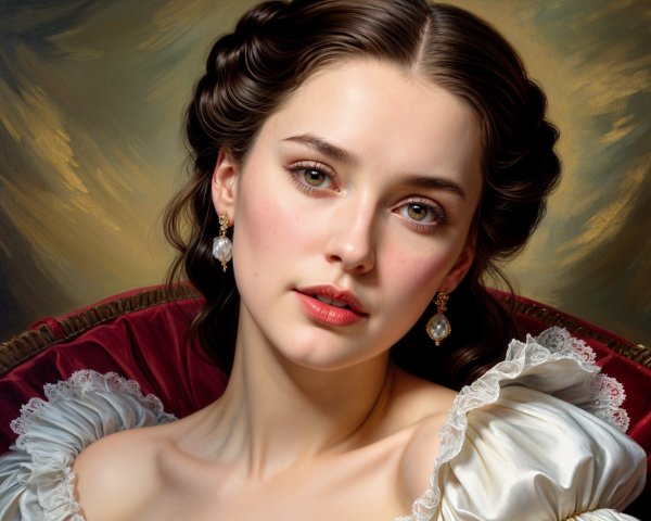 Portrait of a Young Woman in Vintage Clothing