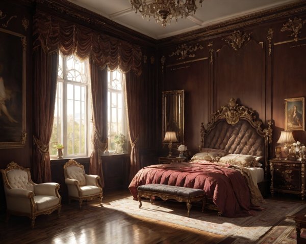 Luxurious Victorian Bedroom with Elegant Furnishings