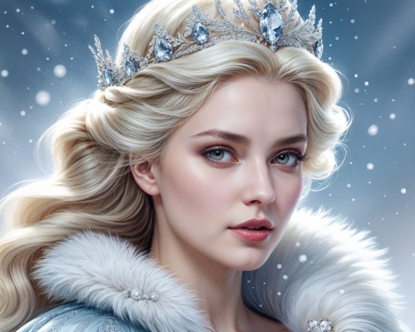 Portrait of a Young Woman in Winter Elegance